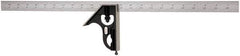 Starrett - 2 Piece, 24" Combination Square Set - 1/16, 1/32, 1/64 & 1/8" (4R) Graduation, Steel Blade, Forged Steel Square Head - Apex Tool & Supply