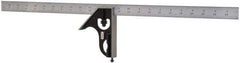 Starrett - 2 Piece, 24" Combination Square Set - 1/100, 1/32, 1/50 & 1/64" (16R) Graduation, Steel Blade, Forged Steel Square Head - Apex Tool & Supply