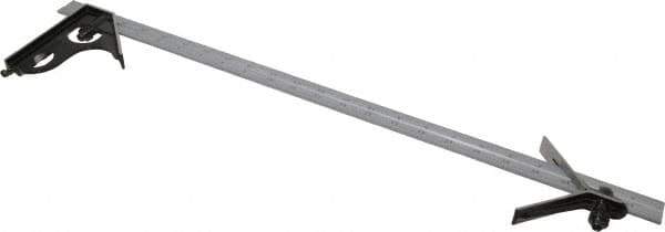 Starrett - 3 Piece, 24" Combination Square Set - 1/100, 1/32, 1/50 & 1/64" (16R) Graduation, Steel Blade, Forged Steel Center & Square Head - Apex Tool & Supply