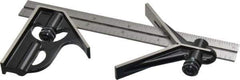 Starrett - 3 Piece, 6" Combination Square Set - 1/16, 1/32, 1/64 & 1/8" (4R) Graduation, Steel Blade, Forged Steel Center & Square Head - Apex Tool & Supply