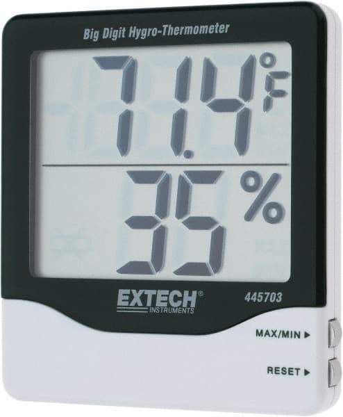 Extech - 14 to 140°F, 10 to 99% Humidity Range, Thermo-Hygrometer - 5% Relative Humidity Accuracy - Apex Tool & Supply