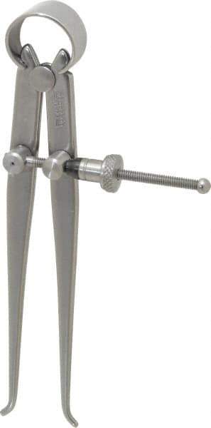 Starrett - 4 Inch Leg, Spring Joint, Steel, Polished, Inside Caliper - 4 Inch Max Measurement, 100mm Max Measurement, Flat Leg with Quick Nut Adjustment - Apex Tool & Supply