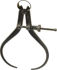 Starrett - 4 Inch Leg, Spring Joint, Steel, Polished, Outside Caliper - 4 Inch Max Measurement, 100mm Max Measurement, Flat Leg with Quick Nut Adjustment - Apex Tool & Supply