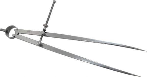 Starrett - 12 Inch Leg, Spring Joint, Steel, Polished, Divider - 12 Inch Max Measurement, 300mm Max Measurement, Flat Leg - Apex Tool & Supply