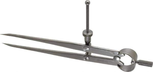 Starrett - 6 Inch Leg, Spring Joint, Steel, Polished, Divider - 6 Inch Max Measurement, 150mm Max Measurement, Flat Leg with Quick Nut Adjustment - Apex Tool & Supply