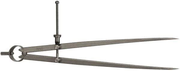 Starrett - 12 Inch Leg, Spring Joint, Steel, Polished, Divider - 12 Inch Max Measurement, 300mm Max Measurement, Flat Leg with Quick Nut Adjustment - Apex Tool & Supply