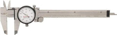 Starrett - 0" to 6" Range, 0.001" Graduation, 0.1" per Revolution, Dial Caliper - White Face, 1-1/2" Jaw Length, Accurate to 0.0010" - Apex Tool & Supply