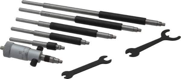 Starrett - 2 to 8", Mechanical Inside Micrometer Set - 0.001" Graduation, Friction Thimble - Apex Tool & Supply