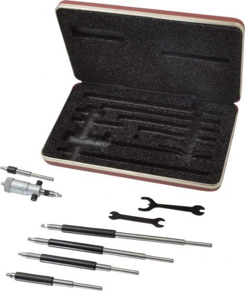 Starrett - 2 to 8", Satin Chrome Coated, Mechanical Inside Micrometer Set - 0.001" Graduation, Friction Thimble - Apex Tool & Supply