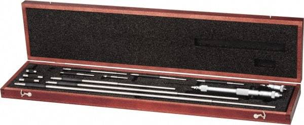 Starrett - 2 to 32", Satin Chrome Coated, Mechanical Inside Micrometer Set - 0.001" Graduation, Friction Thimble - Apex Tool & Supply