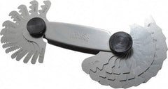 Starrett - 28 Leaf, 0.5 to 11.5mm Pitch Range, Steel Screw Pitch Gage - 60° Thread Angle - Apex Tool & Supply