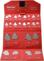 Starrett - 26 Piece, 0.01 to 0.1 Inch Radius, Stainless Steel Radius Gage Set - Satin Chrome Coated - Apex Tool & Supply