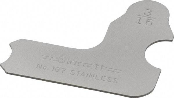 Starrett - 3/16 Inch Radius Gage - Satin Chrome Finish, Stainless Steel - Apex Tool & Supply
