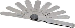 Starrett - 9 Piece, 0.0015 to 0.015" Thick, Parallel Feeler Gage Set - 3-1/32" Leaf Length, 1/2" Wide, Tempered Steel - Apex Tool & Supply