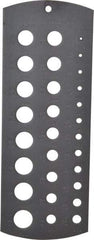 Starrett - 1/16 Inch to 1/2 Inch Hole Size Drill Gage - 6-1/4 Inch Long, 2-5/16 Inch Wide, 29 Holes - Apex Tool & Supply