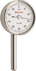 Starrett - 0.2 Inch Range, 0.001 Inch Dial Graduation, Horizontal Dial Test Indicator - 1-7/16 Inch White Dial, 0-100 Dial Reading - Apex Tool & Supply