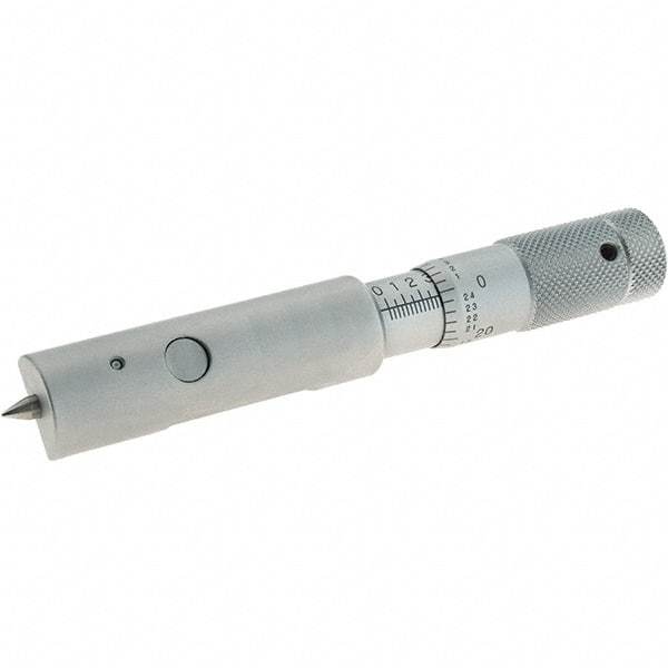 Starrett - 0 to 0.5 Inch Measurement Range, 0.001 Inch Graduation, Satin Chrome Coated Carbide, Mechanical Can Seam Micrometer - Flat Spindle, Ratchet Stop Thimble, Includes Locknut - Apex Tool & Supply