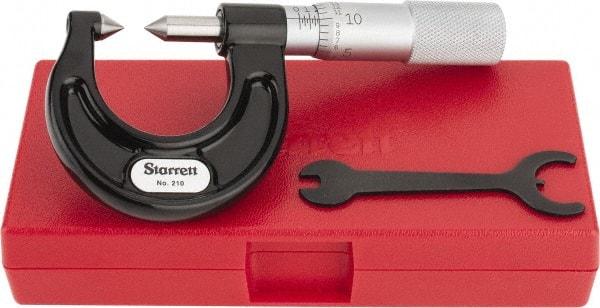 Starrett - 0 to 7/8" Range, Mechanical Screw Thread Micrometer - Plain Thimble, 0.001" Graduation, 0.004mm Accuracy - Apex Tool & Supply