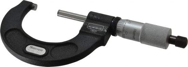 Starrett - 1 to 2" Range, 0.0001" Graduation, Mechanical Outside Micrometer - Ratchet Stop Thimble, Accurate to 0.00005", Digital Counter - Apex Tool & Supply