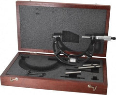 Starrett - 0 to 4" Range, 3 Piece Mechanical Outside Micrometer Set - 0.001" Graduation, Ratchet Stop Thimble, Steel Face - Apex Tool & Supply