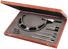 Starrett - 6 to 12" Range, 6 Piece Mechanical Outside Micrometer Set - 0.001" Graduation, Ratchet Stop Thimble, Steel Face - Apex Tool & Supply