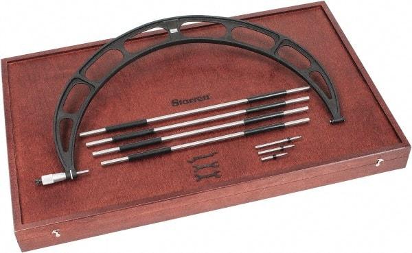 Starrett - 20 to 24" Range, 4 Piece Mechanical Outside Micrometer Set - 0.001" Graduation, Ratchet Stop Thimble, Steel Face - Apex Tool & Supply