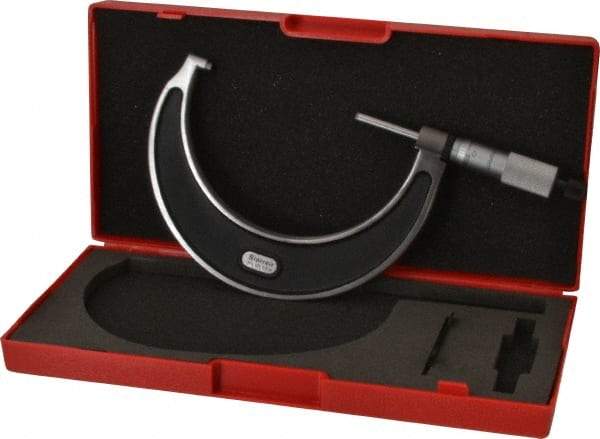 Starrett - 3 to 4" Range, 0.0001" Graduation, Mechanical Outside Micrometer - Ratchet Stop Thimble, Accurate to 0.0001" - Apex Tool & Supply