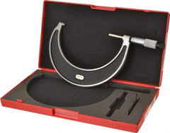 Starrett - 4 to 5" Range, 0.0001" Graduation, Mechanical Outside Micrometer - Ratchet Stop Thimble, Accurate to 0.0001" - Apex Tool & Supply