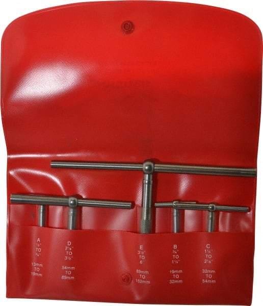 Starrett - 5 Piece, 1/2 to 6 Inch, Telescoping Gage Set - 2-3/8 and 3-1/4 Inch Long Handles, Includes Case - Apex Tool & Supply