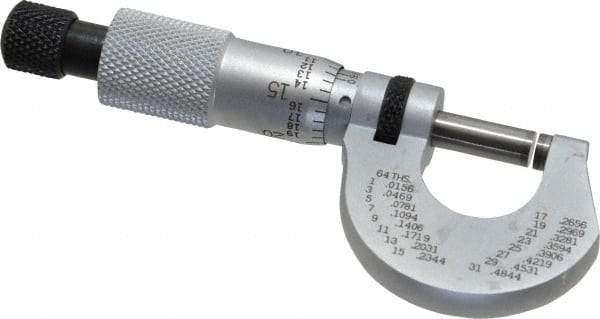 Starrett - 0 to 1/2" Range, 0.0001" Graduation, Mechanical Outside Micrometer - Ratchet Stop Thimble, Accurate to 0.00005" - Apex Tool & Supply