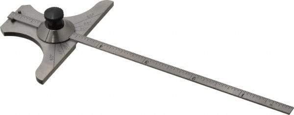 Starrett - 0 to 6 Inch Rule Measurement Range, 30 to 60° Angle Measurement Range, Steel Depth and Angle Gage - 60° Angle Graduation, 2-5/8 Inch Head Length, 1/8 Inch Head Width, 1/32 Inch Rule Graduation - Apex Tool & Supply