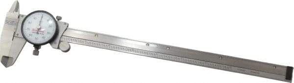 Starrett - 0" to 9" Range, 0.001" Graduation, 0.1" per Revolution, Dial Caliper - White Face, 1-1/2" Jaw Length, Accurate to 0.001" - Apex Tool & Supply