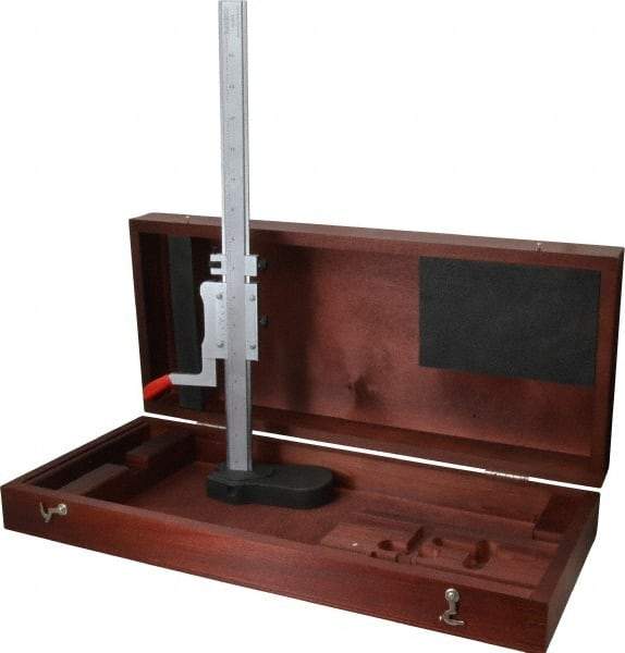 Starrett - 0 to 12 Inch Measurement, 0.001 Inch Graduation, Vernier Height Gage - Satin Chrome Finish, 4-7/16 Inch Long x 2-9/32 Inch Wide - Apex Tool & Supply