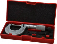 Starrett - 0 to 1 Inch, 0.001 Inch Graduation, Ratchet Stop Thimble, Mechanical Disc Micrometer - 0.00015 Whole Surface and 0.0002 Measuring Edge Inch Accuracy, 1/2 Inch Disc, Steel - Apex Tool & Supply