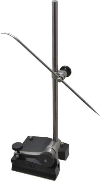 Starrett - 1 Spindle, 12 Inch Spindle Length, Surface Gage - 3-1/2 Inch Long x 3-3/16 Inch Wide Base, Hardened Steel - Apex Tool & Supply