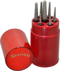 Starrett - 7 Piece, 1/16 to 1/4", Center Punch Set - Square Shank, Comes in Round Plastic Container - Apex Tool & Supply