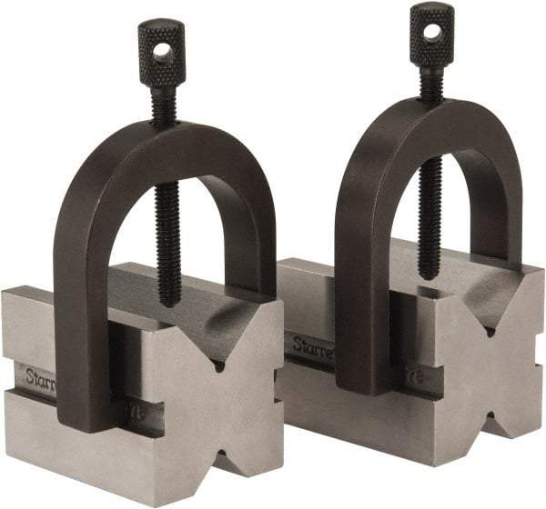 Starrett - 17/32 to 1" Capacity, 90° Angle, Hardened Steel V-Block - 1-5/8" Long x 1-1/4" Wide x 1-1/4" High, Sold as 2 Block Set - Apex Tool & Supply