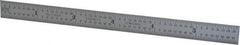 Starrett - 6" Long, 1/64, 1/50, 1/32, 1/10" Graduation, Flexible Steel Rule - 3R Graduation Style, 1/2" Wide, Silver, Satin Chrome Finish - Apex Tool & Supply