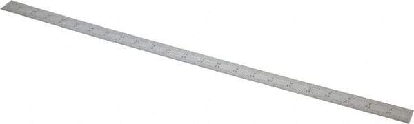 Starrett - 24" Long, 1/64, 1/50, 1/32, 1/10" Graduation, Flexible Steel Rule - 3R Graduation Style, 1" Wide, Silver, Satin Chrome Finish - Apex Tool & Supply