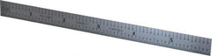 Starrett - 6" Long, 1/50, 1/10" Graduation, Flexible Steel Rule - 6R Graduation Style, 1/2" Wide, Silver, Satin Chrome Finish - Apex Tool & Supply