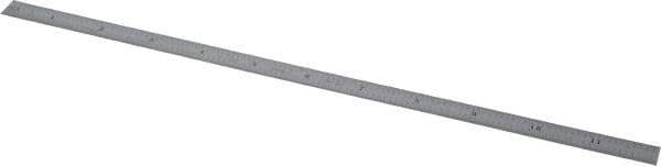 Starrett - 12" Long, 1/100, 1/64, 1/50, 1/32" Graduation, Flexible Steel Rule - 16R Graduation Style, 1/2" Wide, Silver, Satin Chrome Finish - Apex Tool & Supply