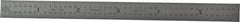 Starrett - 5-3/4" Long, 1/64, 1/32" and 0.5, 1mm Graduation, Flexible Steel Rule - English/Metric Graduation Style, 1/2" Wide, Silver, Satin Chrome Finish - Apex Tool & Supply