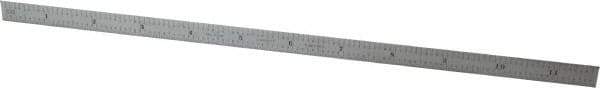 Starrett - 11-3/4" Long, 1/50, 1/10" and 0.5, 1mm Graduation, Flexible Steel Rule - Decimal/Metric Graduation Style, 1/2" Wide, Silver, Satin Chrome Finish - Apex Tool & Supply