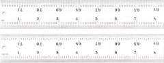 Starrett - 72" Long, 1/100, 1/64, 1/50, 1/32" Graduation, Rigid Spring Steel Rule - 16R Graduation Style, 1-1/2" Wide, Silver, Satin Chrome Finish - Apex Tool & Supply