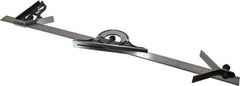 Starrett - 4 Piece, 24" Combination Square Set - 1/100, 1/32, 1/50 & 1/64" (16R) Graduation, Steel Blade, Forged Steel Center, Protractor & Square Head - Apex Tool & Supply