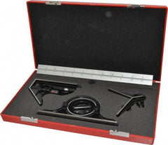 Starrett - 4 Piece, 12" Combination Square Set - 1/16, 1/32, 1/64 & 1/8" (4R) Graduation, Steel Blade, Forged Steel Center, Protractor & Square Head - Apex Tool & Supply