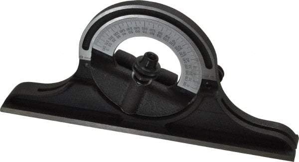 Starrett - 12 to 24 Inch Long Blade, Reversible Combination Square Protractor Head - Black Wrinkle, Chrome on Turret Coated, Cast Iron - Apex Tool & Supply