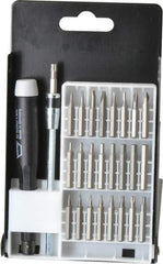 Wiha - 27 Piece, Screwdriver Micro Bit Set - #000, #00, #0 & #1 Phillips, 0.05 to 5/32" Hex, T3 to T15 Torx, 0.06, 0.08, 0.12 & 0.16 Slotted - Apex Tool & Supply