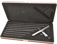 Starrett - 0 to 9" Range, 9 Rod, Satin Chrome Finish Mechanical Depth Micrometer - Ratchet Stop Thimble, 6" Base Length, 0.01mm Graduation, 5/32" Rod Diam - Apex Tool & Supply
