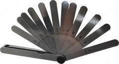 Starrett - 13 Piece, 0.0015 to 0.2" Thick, Parallel Feeler Gage Set - 4-1/2" Leaf Length, 1/2" Wide, Tempered Steel - Apex Tool & Supply